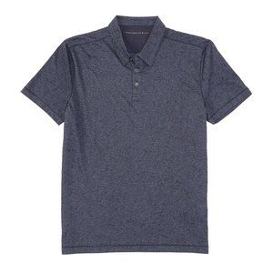 John Varvatos Star USA Men's Short Sleeve Burnout Stripe Polo Shirt Dark Blue